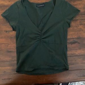 Brandy Melville green V neck crop top